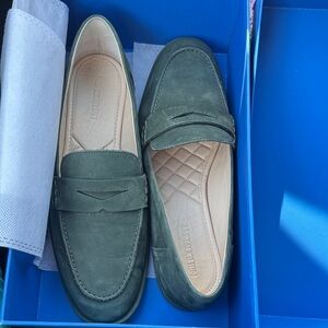 J.MCLAUGHLIN Concetta Suede Penny Loafers in Forest Green Size 9.5
